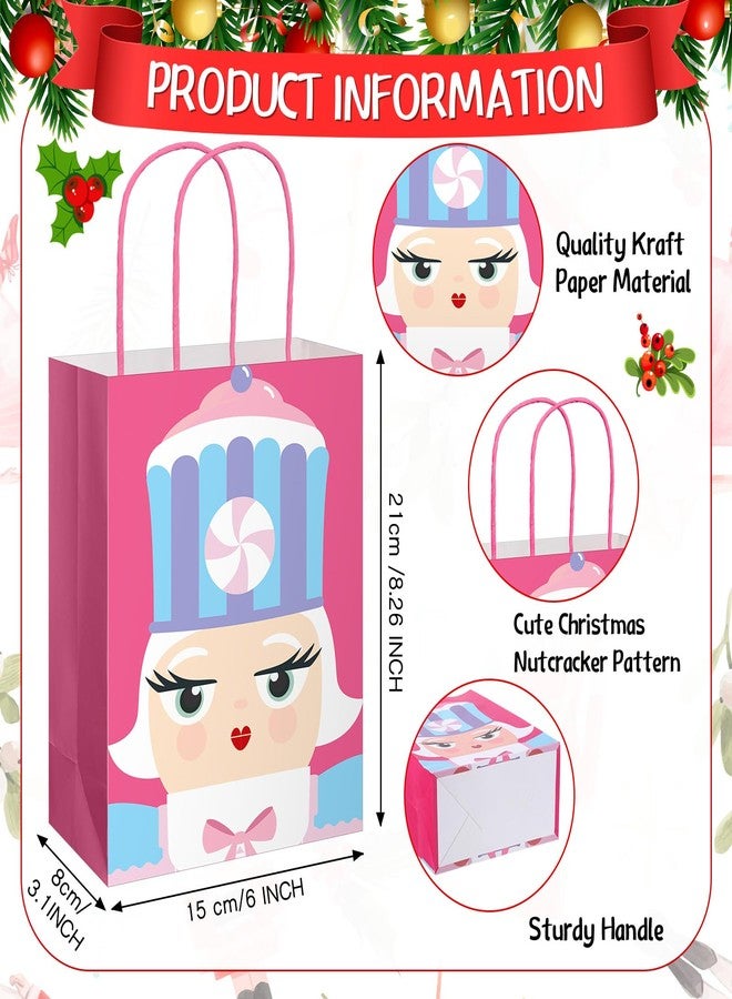 تاوباري أكياس هدايا عيد الميلاد من تاوباري، 24 قطعة، مصنوعة من ورق كرافت متوسط الحجم، مزودة بمقبض، مناسبة لهدايا عيد الميلاد والحلويات، 8.3 × 6 × 3.1 بوصة (لون وردي لطيف). - Image 3